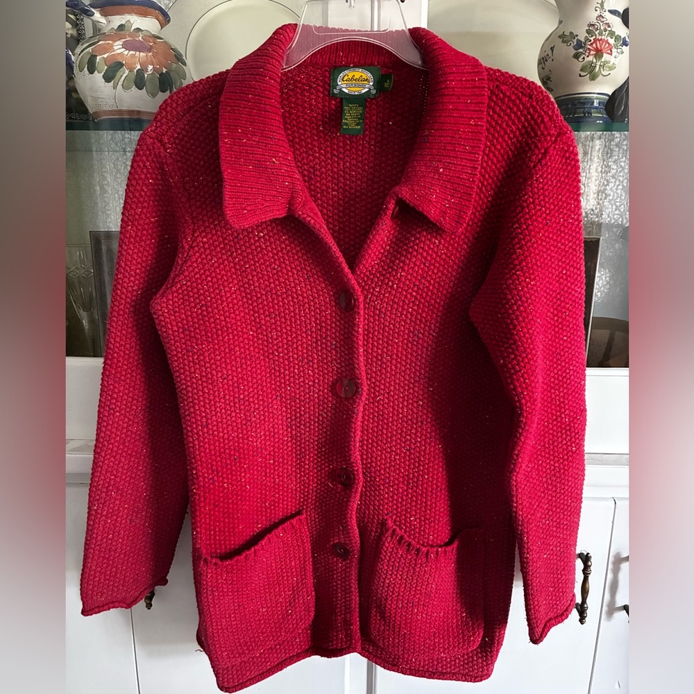 Cabela's Red Button-Up Women's Cardigan/Jacket medium
